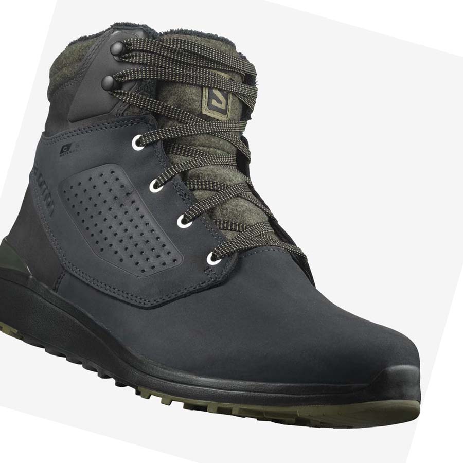 Salomon UTILITY WINTER CLIMASALOMON™ WATERPROOF Erkek Kışlık Botlar Siyah Yeşil | TR 3383WNB